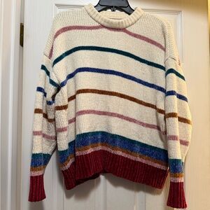 UNIONBAY Cream Multicolor Striped Turtleneck Sweater